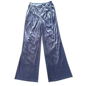 NWT CHRISTIAN LACROIX Women's Velvet Wide Leg Pants Icy Gray Blue Size Small